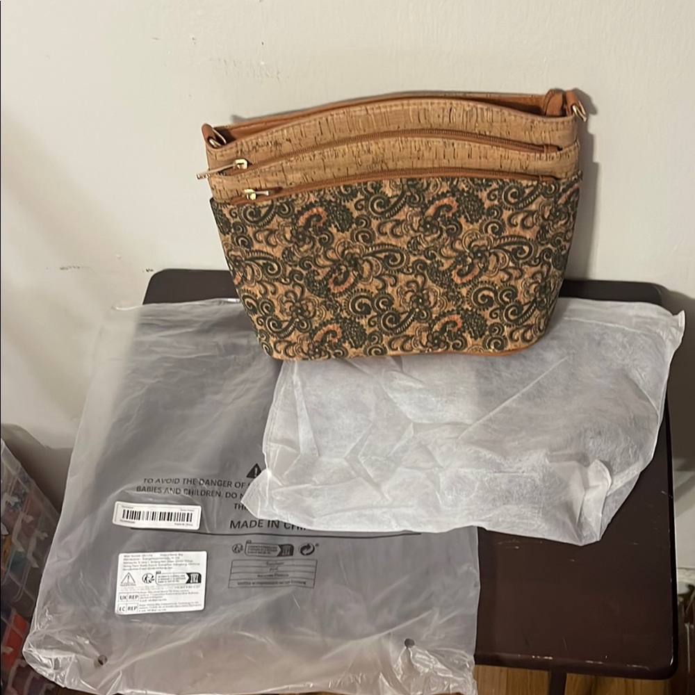 NWT- Elegant Cork Patterned Women's Bag